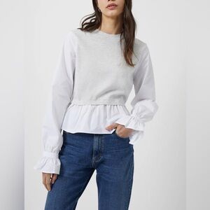 French Connection Gray and White Layered Sweater